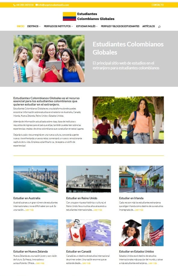 Estudiantes Colombianos Globales website homepage