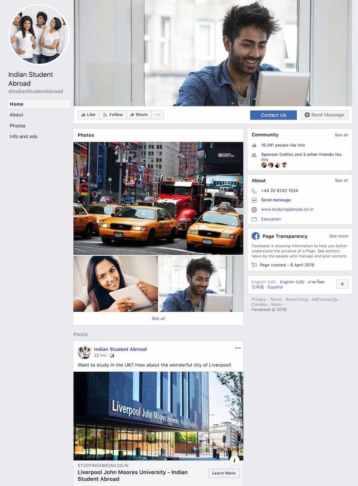 Indian Student Abroad Facebook page
