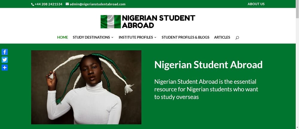 Nigerian Student Abroad website homepage
