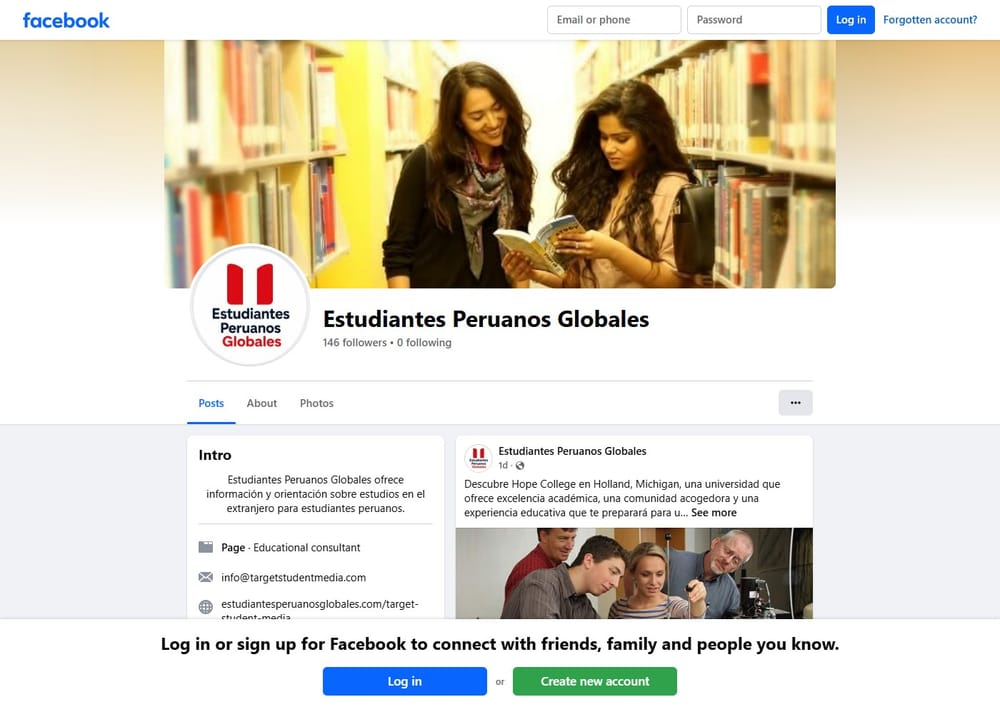Estudiantes Peruanos Globales Facebook page