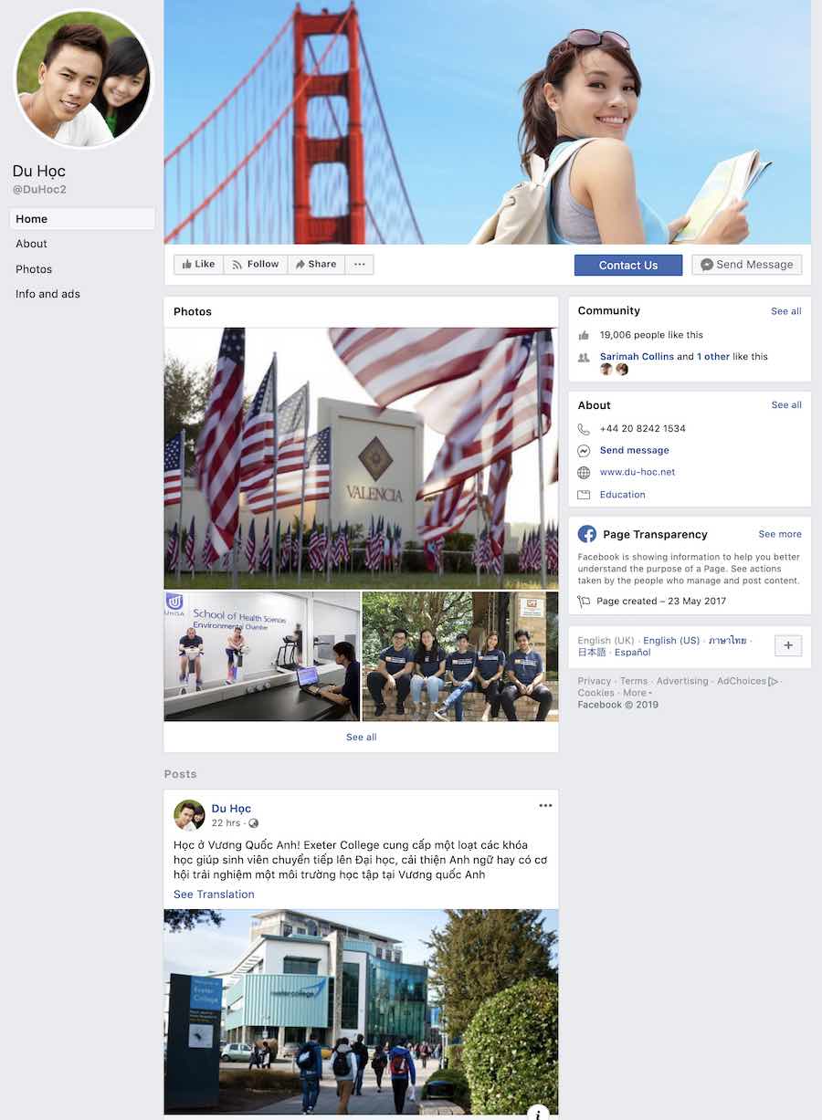 Du Học Facebook page