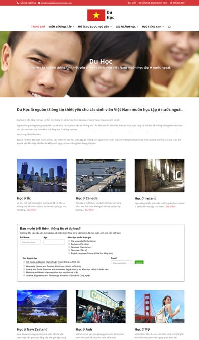 Du Học website homepage